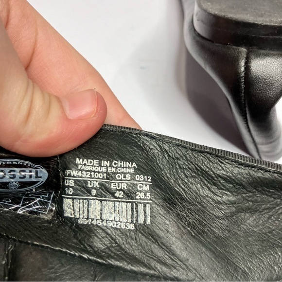 Fossil black leather ballet flats with bee charm pendant size 10 - Picture 6 of 7